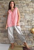 Nonni Gingham Ruffle Front Tank Sherbet Coral